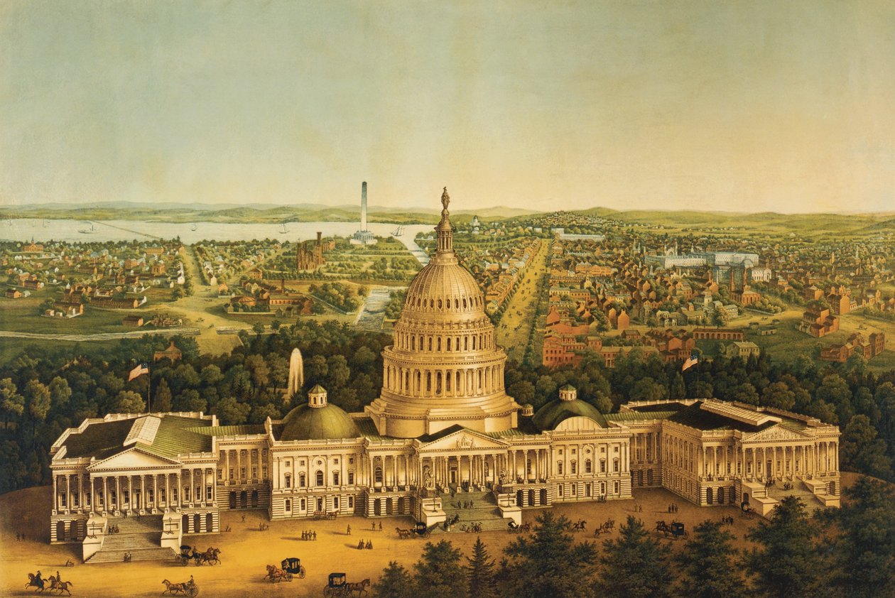 Washington, kilátás a városra 1868 körül alkotó: American School