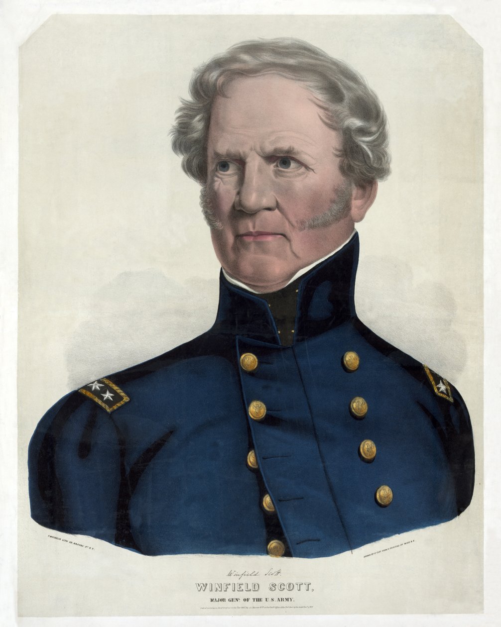 Winfield Scott, az amerikai hadsereg vezérőrnagya, pub. 1847 (kézzel színezett litó) alkotó: American School