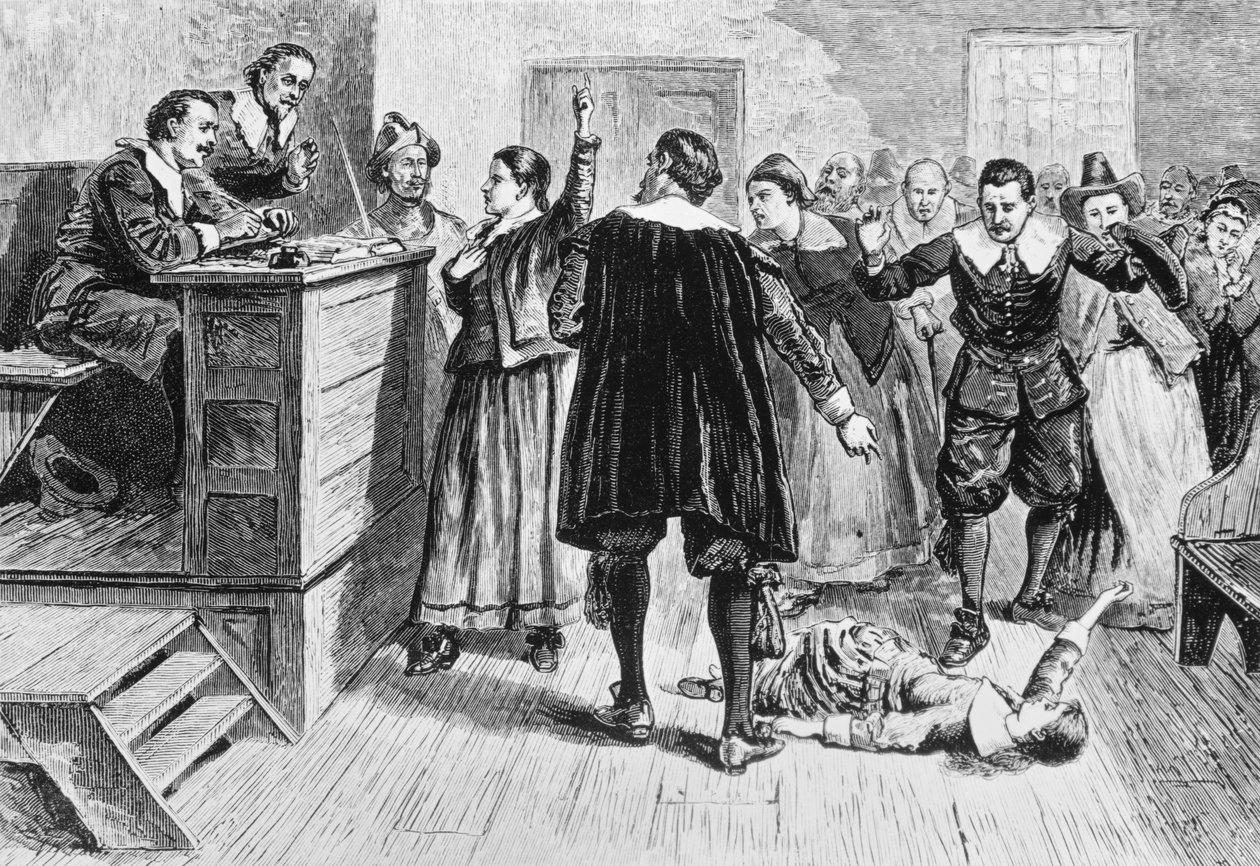 Boszorkányság Salem faluban, Augustus L. Mason „Az úttörő élet romantikája és tragédiája” című művéből, 1883 alkotó: American School