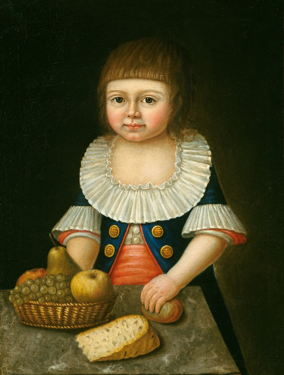 Fiú egy kosár gyümölcsöt alkotó: American 18th Century