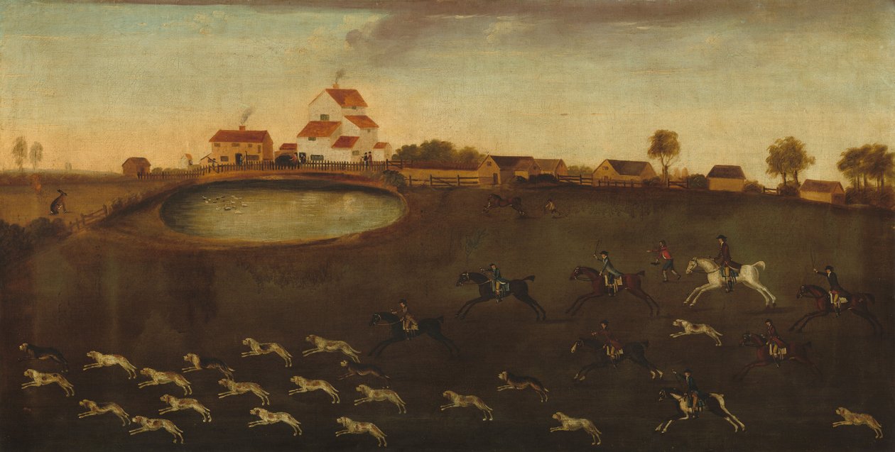 Vadászat jelenet egy tóval alkotó: American 18th Century