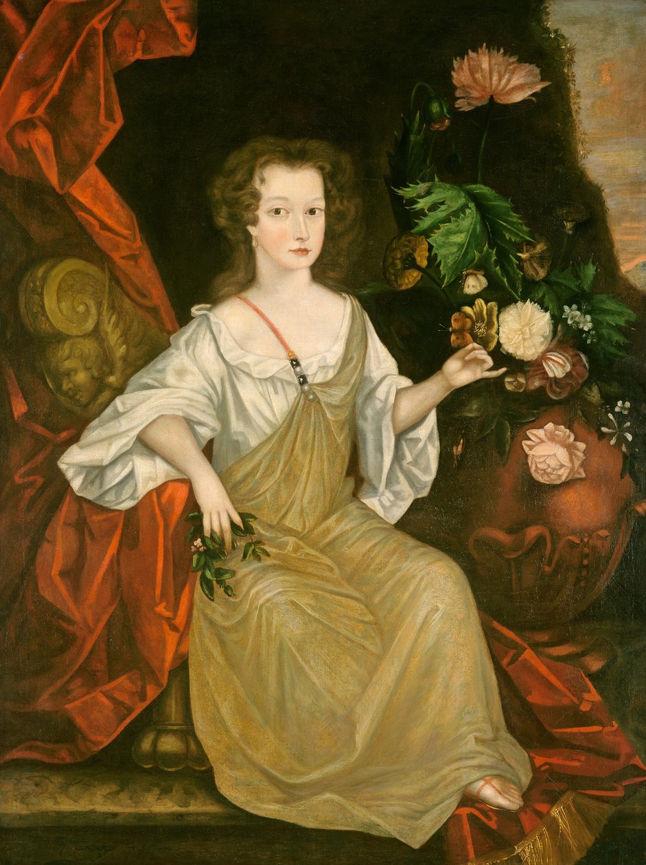 Fiatal nő egy pillangóval alkotó: American 18th Century