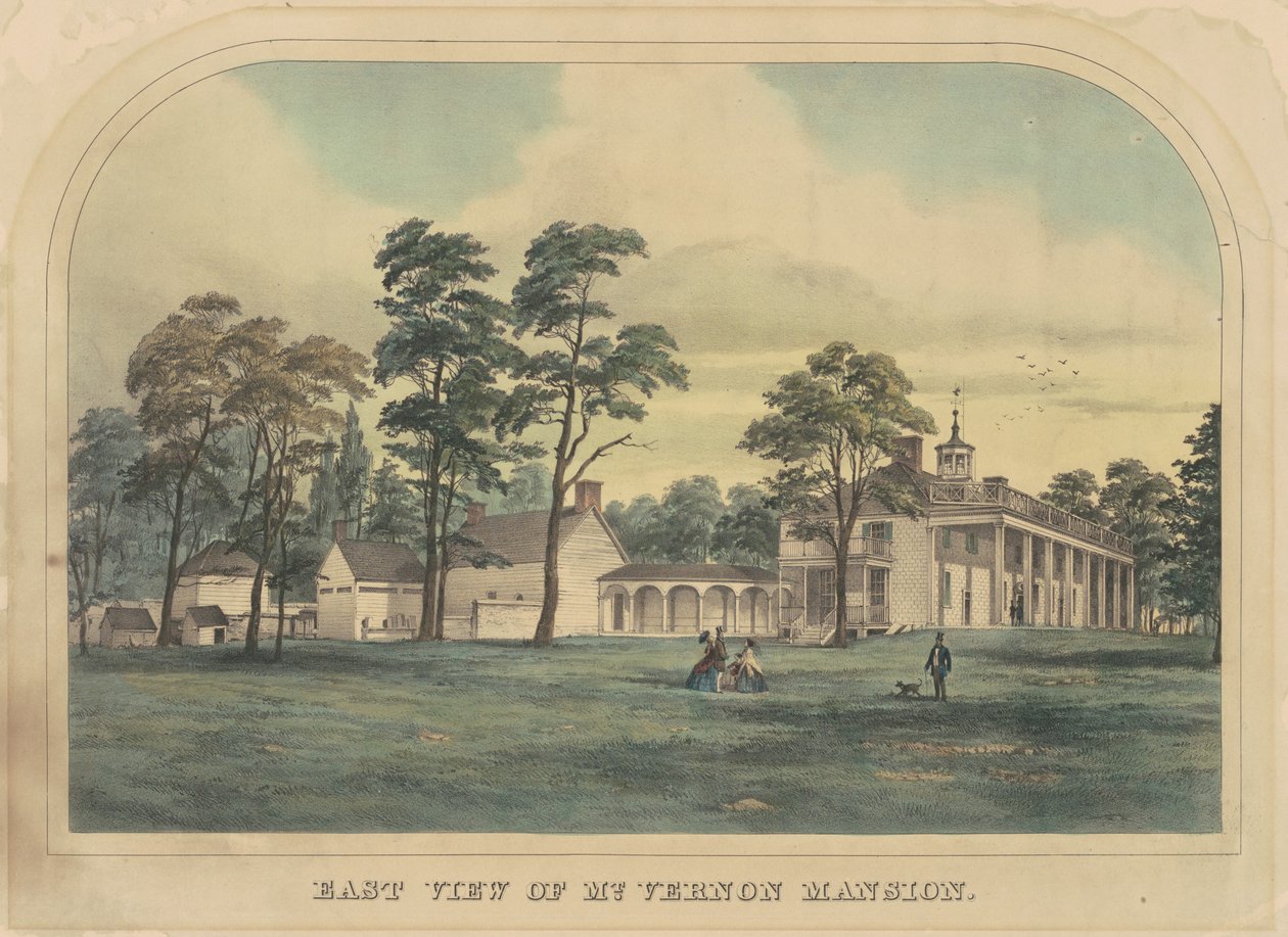 Keleti kilátás a Mount Vernon-kastélyra alkotó: American 19th Century
