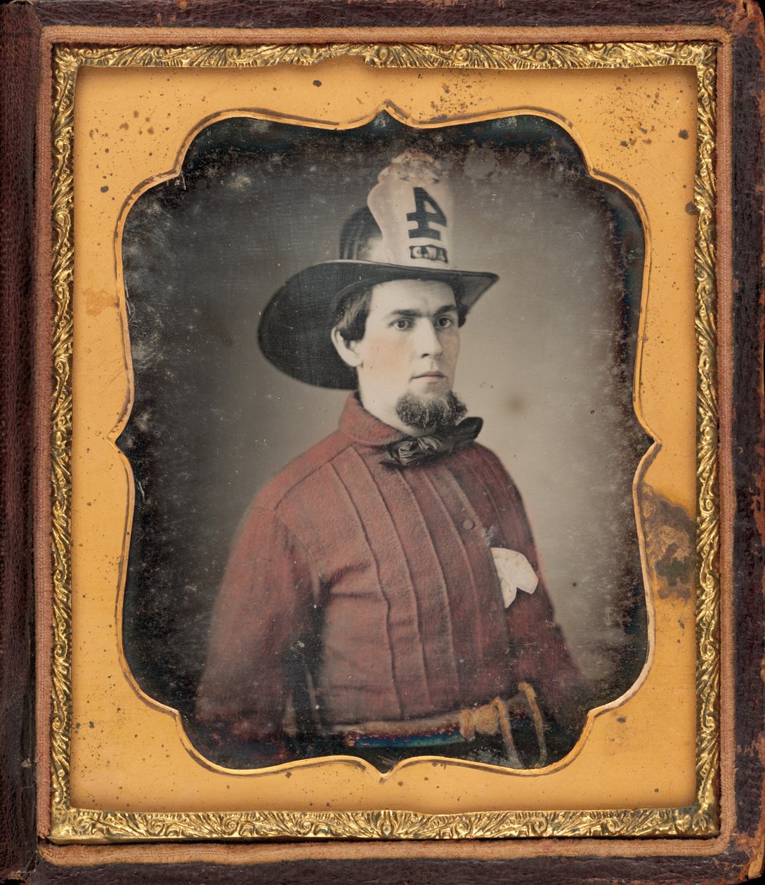 Egy tűzoltó portréja alkotó: American 19th Century