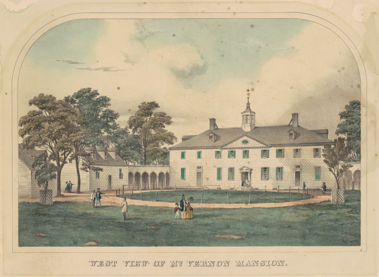 Nyugati kilátás a Mount Vernon-kastélyra alkotó: American 19th Century