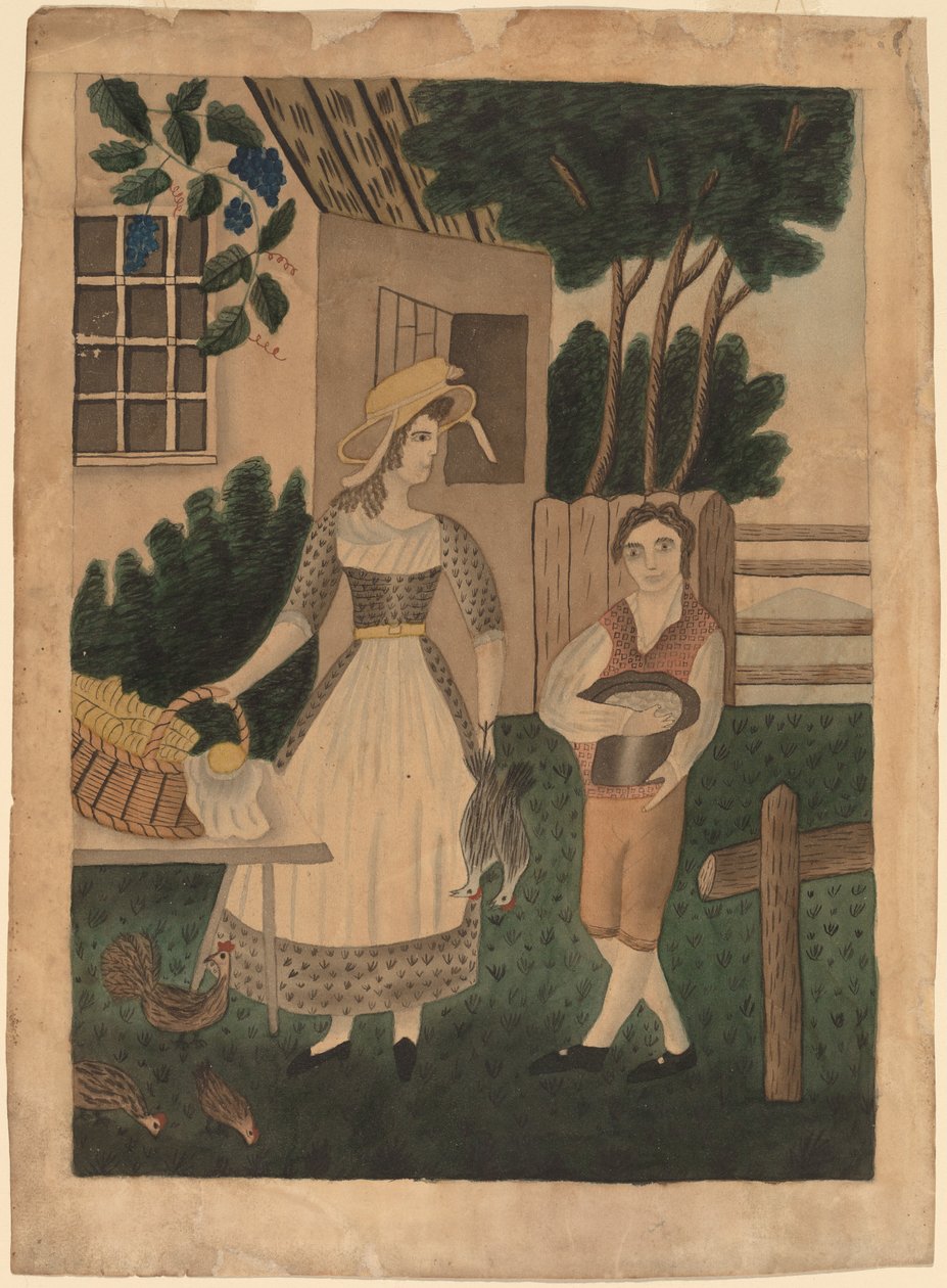 Nő és fiú rendelkezésekkel alkotó: American 19th Century