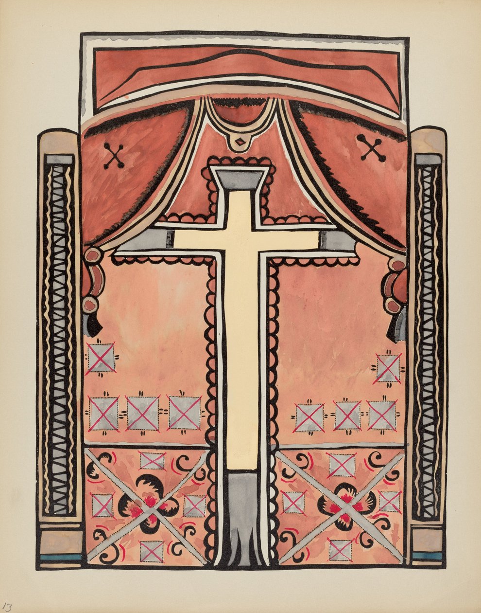 13. tábla: Tervezés kereszttel: A „Spanish Colonial Designs of New Mexico” portfólióból alkotó: American 20th Century