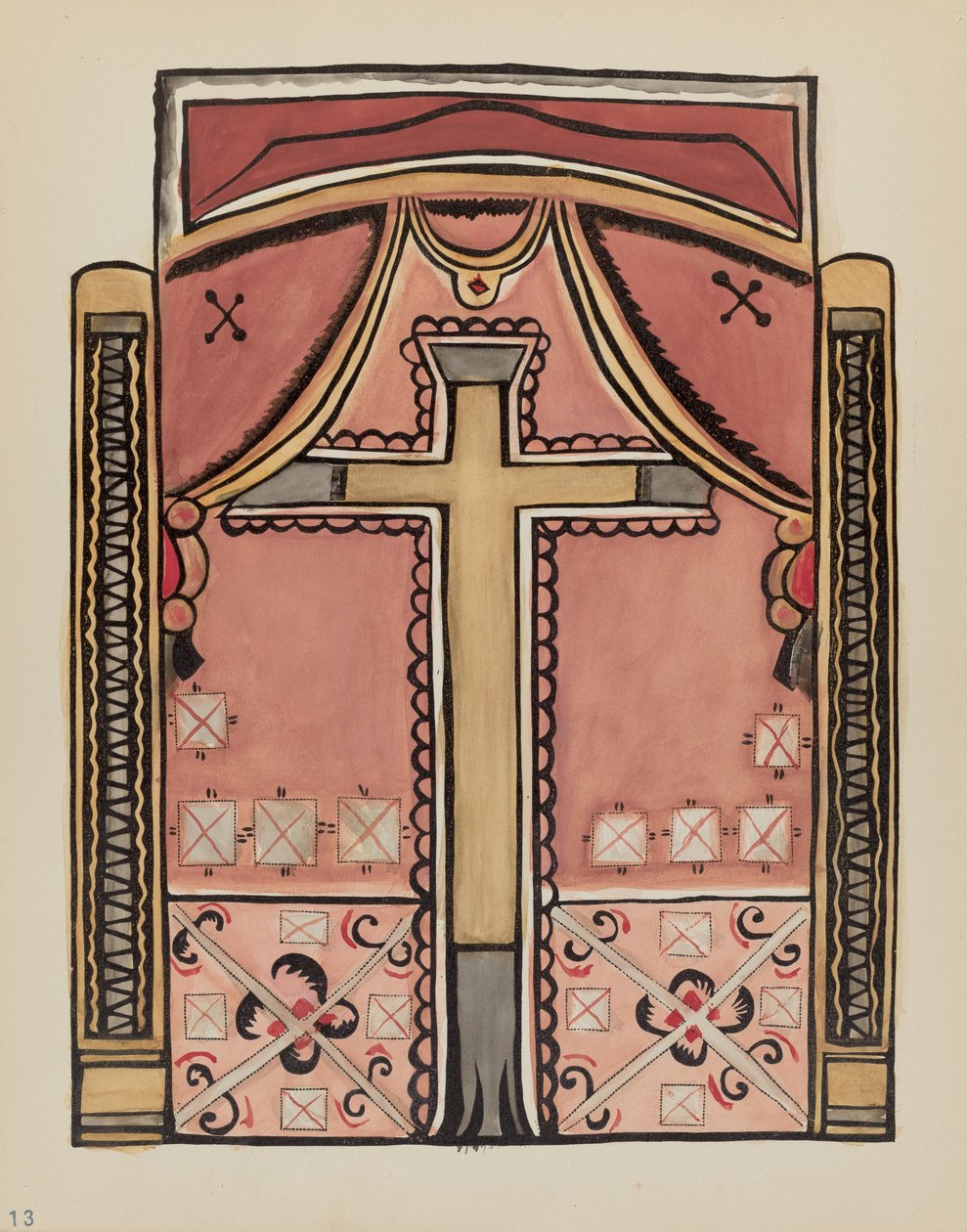 13. tábla: Designs with Cross, Chimayo: A „Spanish Colonial Designs of New Mexico” portfólióból alkotó: American 20th Century