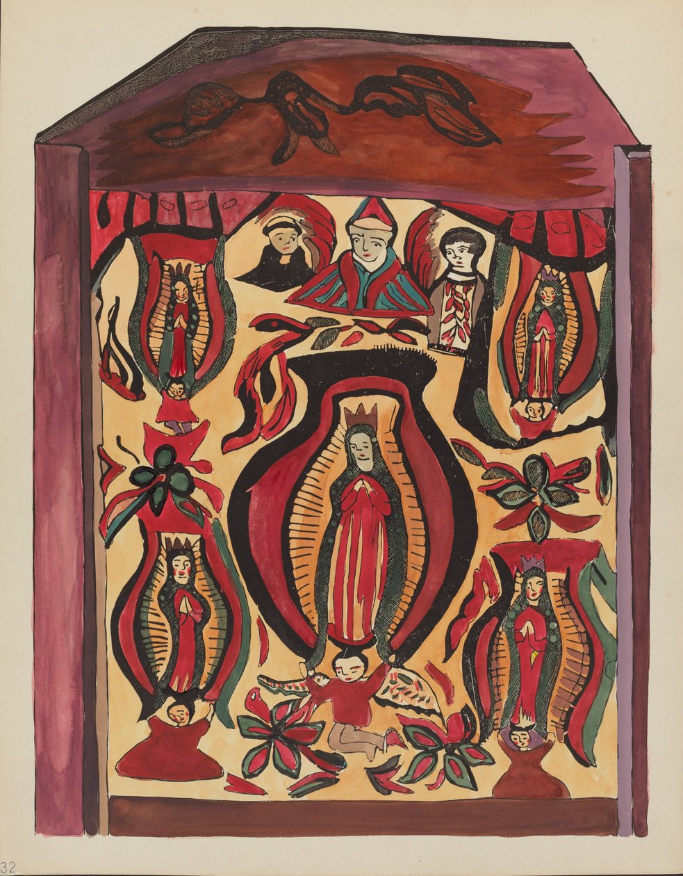 32. tábla: Guadalupe-i Szűzanya": A „Spanish Colonial Designs of New Mexico" portfólióból alkotó: American 20th Century
