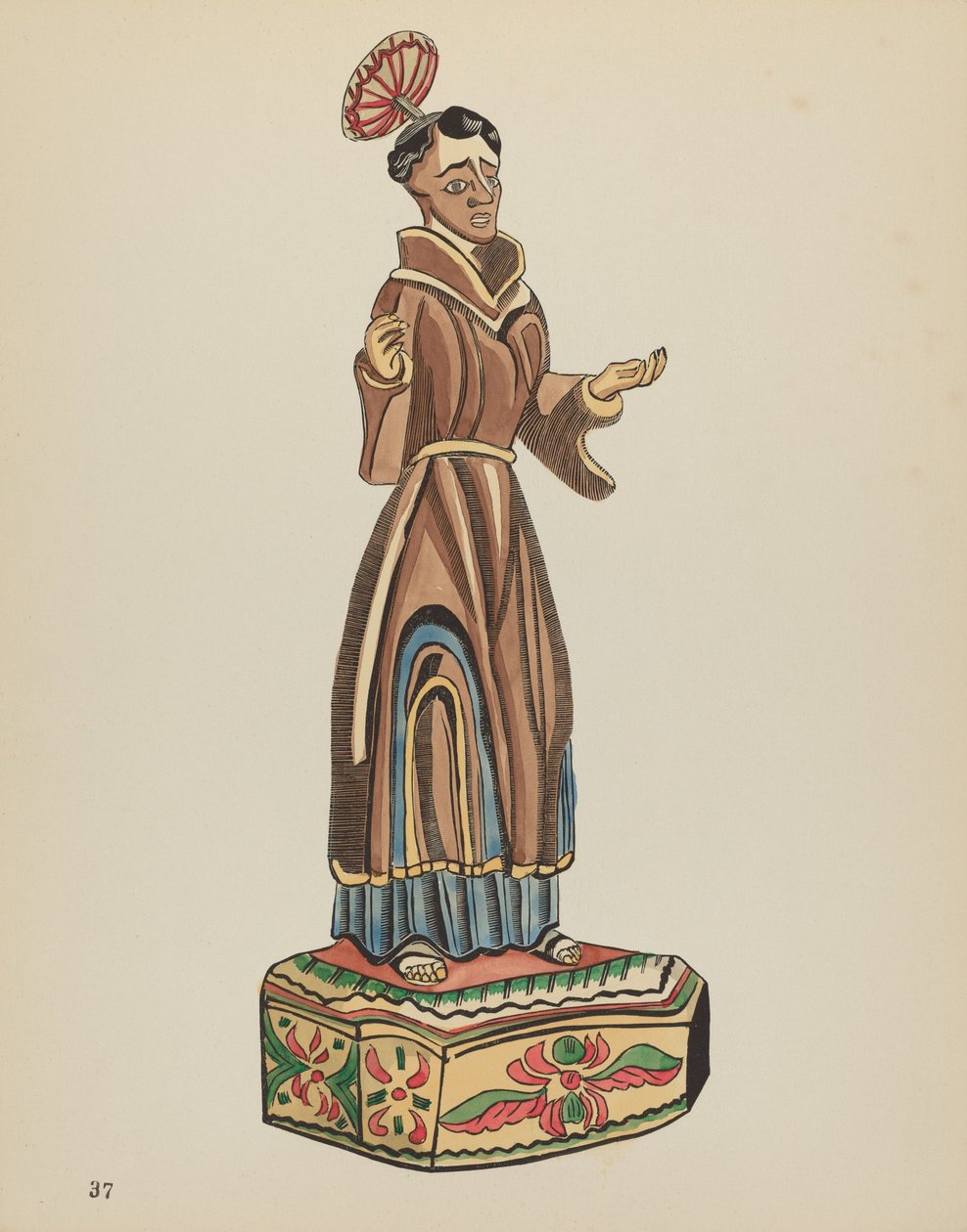 37. tábla: St. Anthony Bulto: A „Spanish Colonial Designs of New Mexico” portfólióból alkotó: American 20th Century