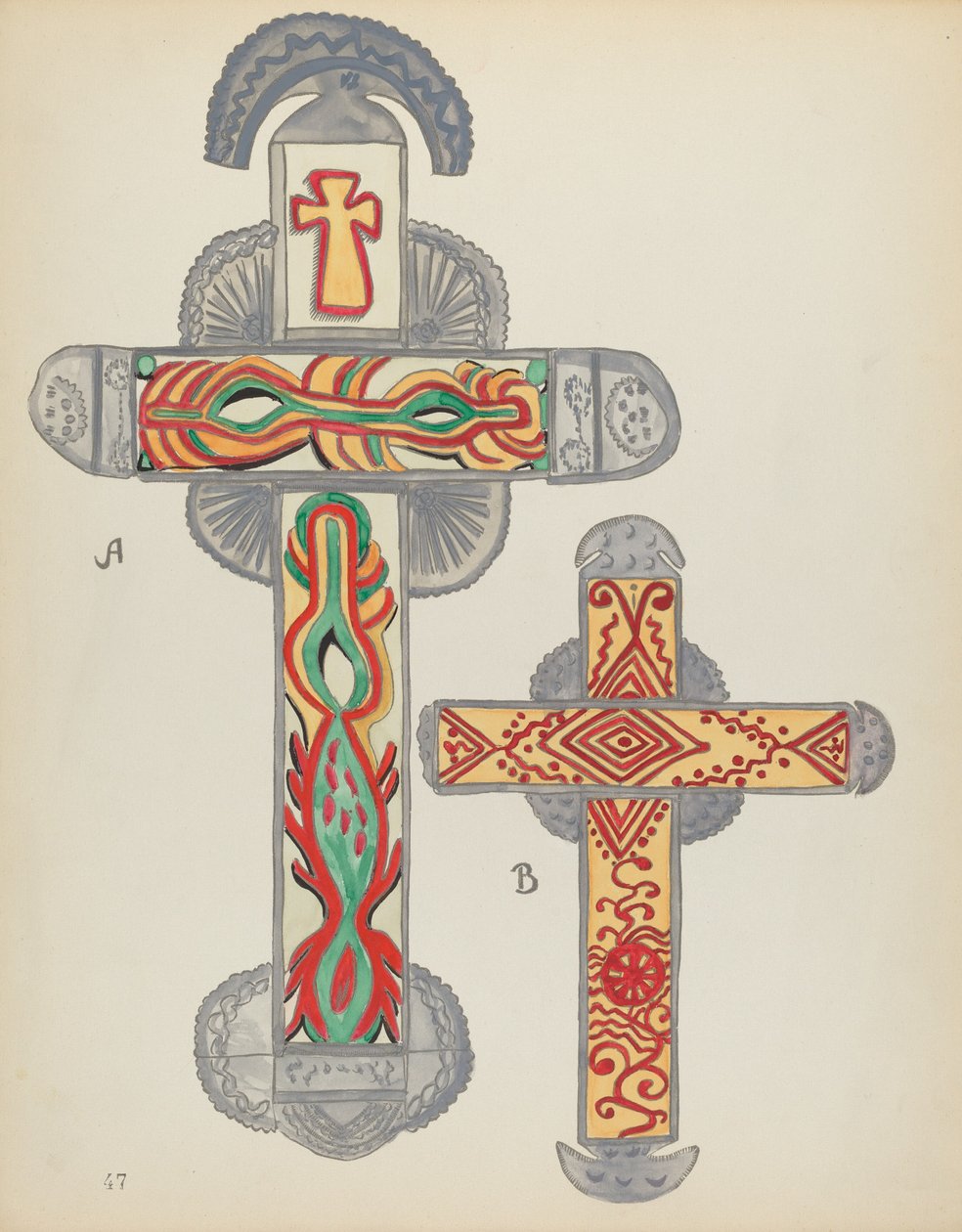 47. tábla: Ónkeresztek: A „Spanish Colonial Designs of New Mexico” portfólióból alkotó: American 20th Century