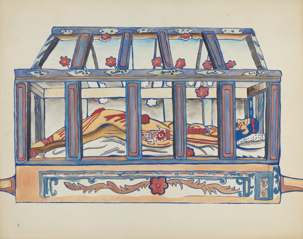 4. tábla: Krisztus a sírban: A „Spanish Colonial Designs of New Mexico” portfólióból alkotó: American 20th Century