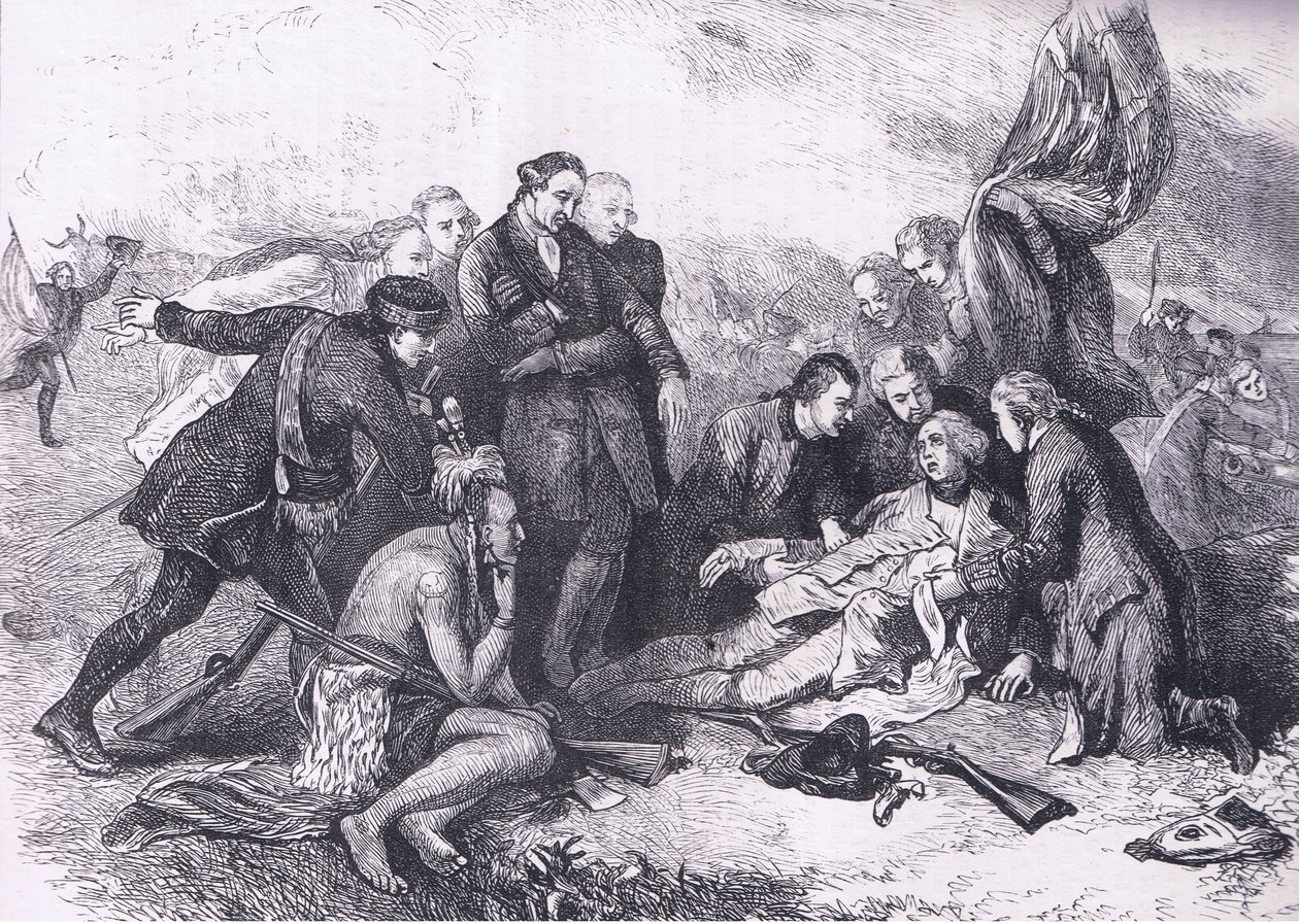 Wolfe halála, illusztráció a Cassells History of the Egyesült Államokból, kiadó: Cassell, Petter & Galpin, 1900 körül (litho) alkotó: American English school