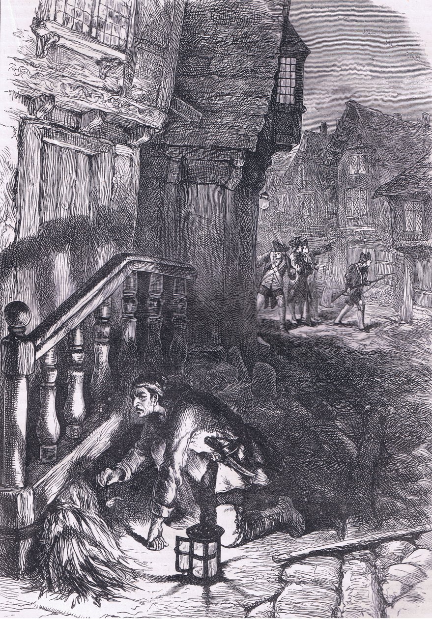 Gyújtóanyag észlelése, illusztráció az Egyesült Államok Cassells History-jából, kiadó: Cassell, Petter & Galpin, 1900 körül (litho) alkotó: American English school
