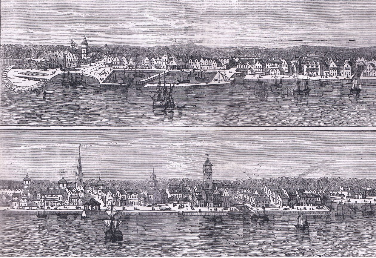 New York a 19. század közepén, illusztráció az Egyesült Államok Cassells története című könyvéből, Cassell, Petter & Galpin kiadásában, 1900 körül (litho) alkotó: American English school