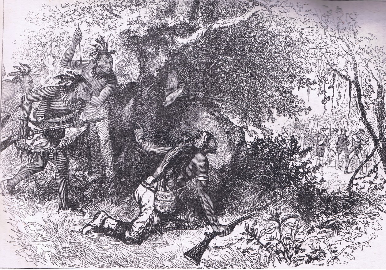 A Cherokees árulása 1760, illusztráció a Cassells History of the Egyesült Államokból, kiadó: Cassell, Petter & Galpin, 1900 körül (litho) alkotó: American English school