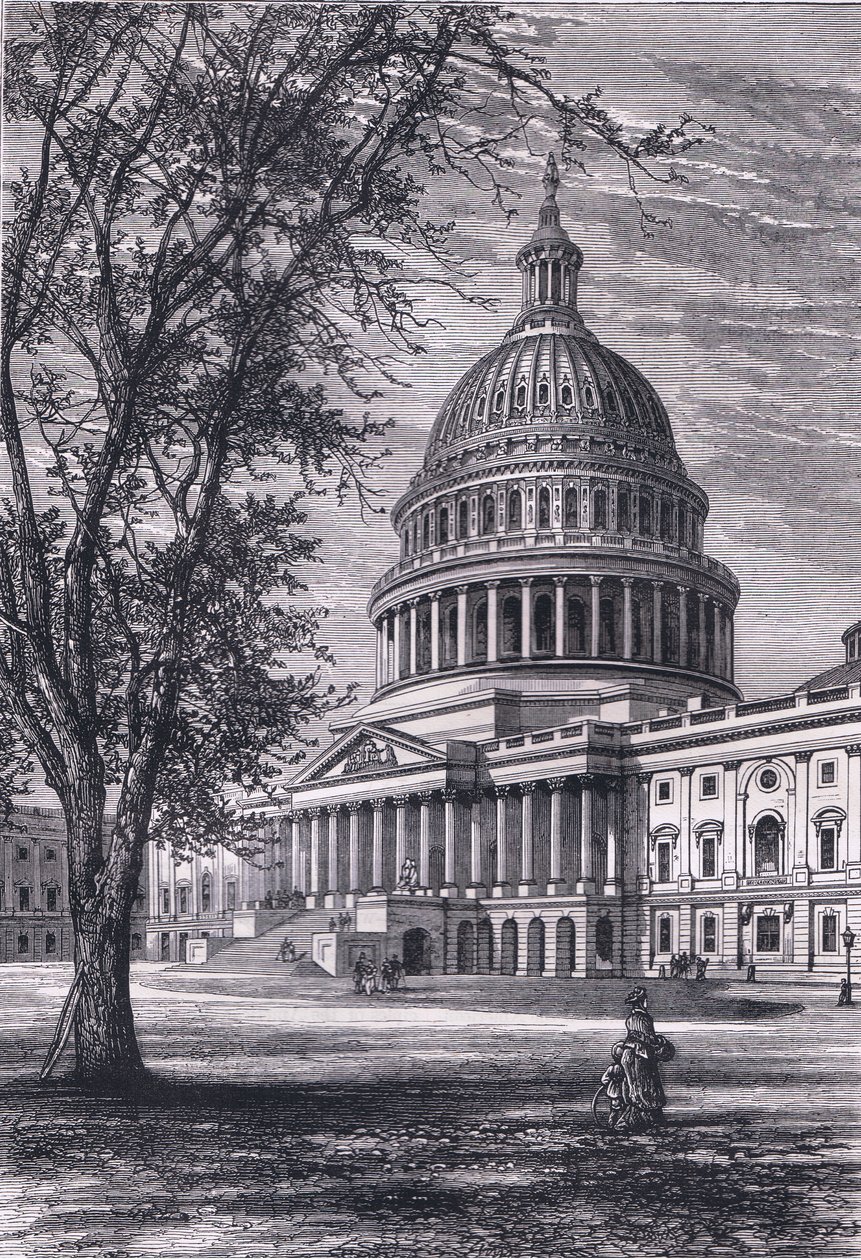 Kilátás a Capitoliumra, Washington, illusztráció a Cassells History of the Egyesült Államokból, kiadó: Cassell, Petter & Galpin, 1900 körül (litho) alkotó: American English school