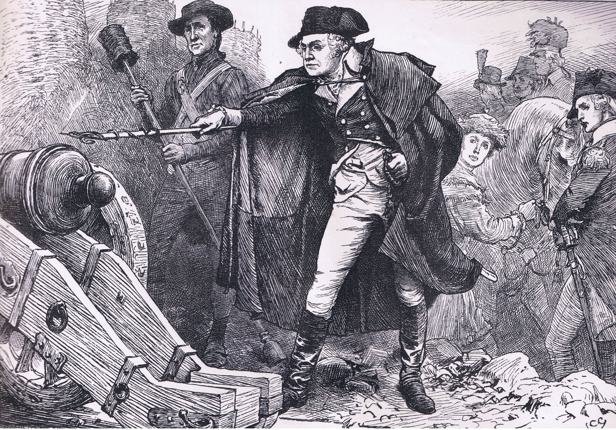 Washington Yorktown ostrománál, illusztráció az Egyesült Államok Cassells történetéből, Cassell, Petter & Galpin kiadásában, 1900 körül (litho) alkotó: American English school