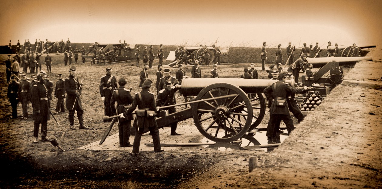 1. Connecticut Nehéztüzérségi Légierő Fegyverekkel Fort Richardsonban, 1861 végén alkotó: American Photographer