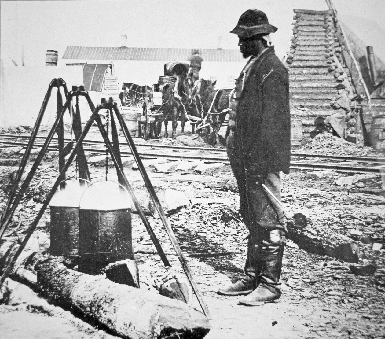 Egy fekete szakács a Union Army táborában az amerikai polgárháború idején (1861-65) (f/w fotó) alkotó: American Photographer