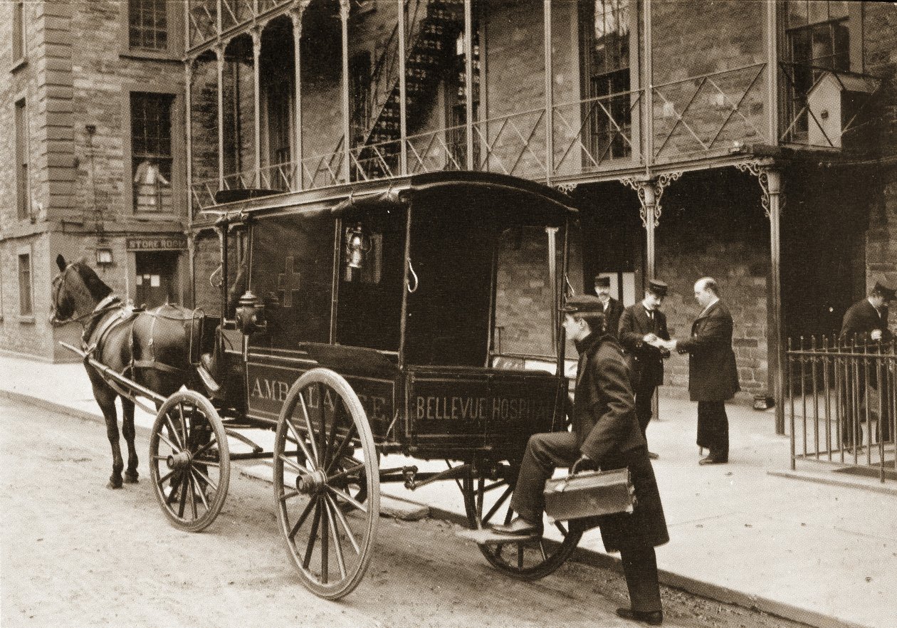 Mentőautó a Bellevue Kórházban, New York City, 1896 alkotó: American Photographer