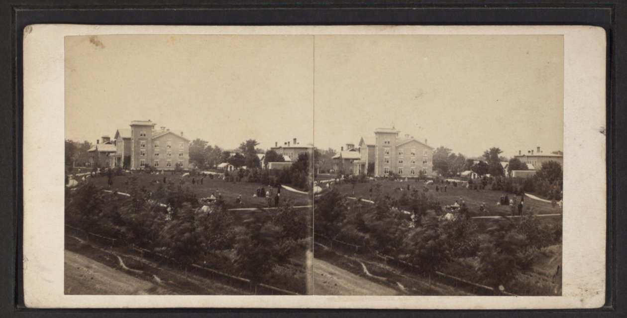 Épület és terület, Oneida közösség, New York állam, 1870 körül (f/w fotó) alkotó: American Photographer