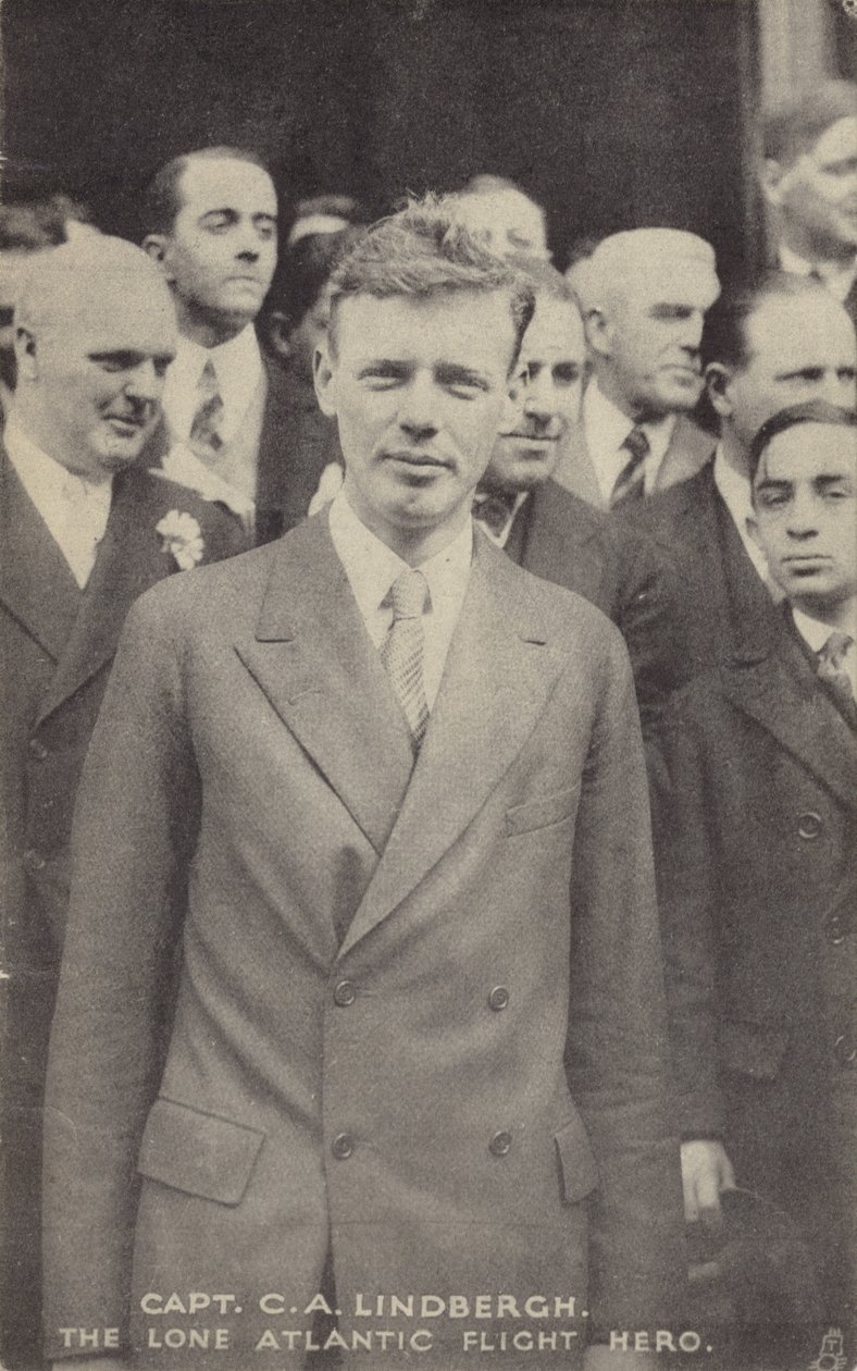 Charles Lindbergh, amerikai pilóta, aki az első transzatlanti szólórepülést végrehajtotta. alkotó: American Photographer