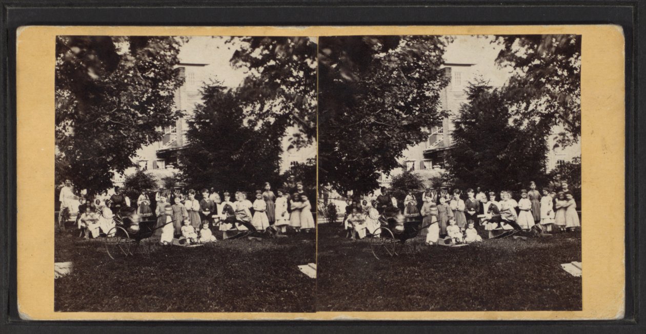 Gyermekek és játszótér, Oneida Community, New York állam, 1870 körül (f/w fotó) alkotó: American Photographer