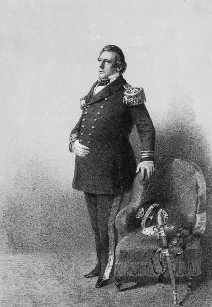 Matthew Calbraith Perry kommodor, Wilhelm Heine metszet, 1856 körül (litográfia) alkotó: American Photographer