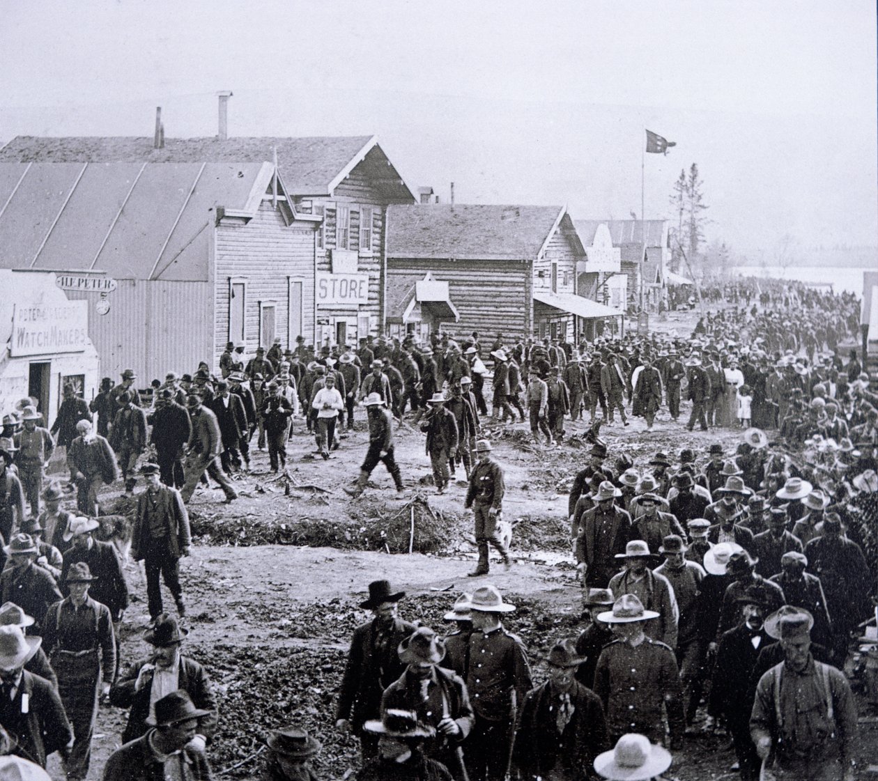 Dawson City a Klondike-i aranyláz idején (1897-98) 1898 (f/w fotó) alkotó: American Photographer