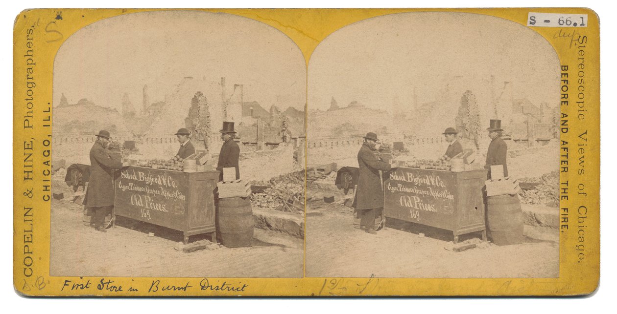 Első üzlet a Burnt kerületben, 1871 alkotó: American Photographer