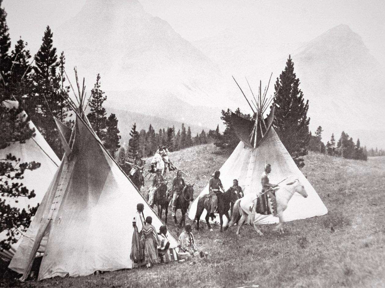 Indián Teepee Camp, Montana, 1900 körül (f/w fotó) alkotó: American Photographer