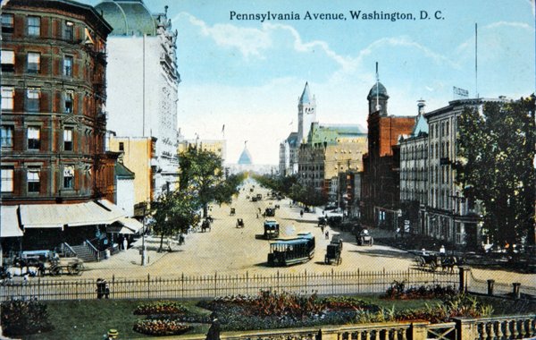 Pennsylvania Avenue, Washington D.C, 1910 körül (színes litho) alkotó: American Photographer