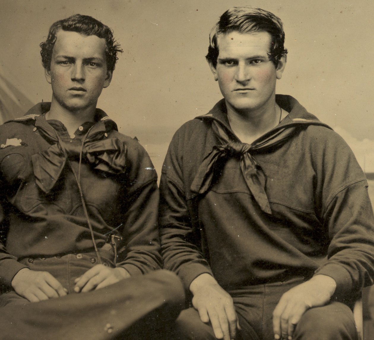 Két matróz portréja Union Uniformban, 1861 körül (bádogos fotó) alkotó: American Photographer
