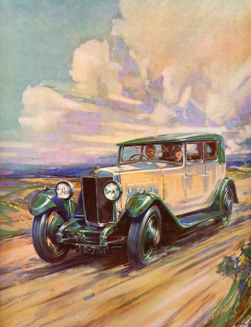 Egy 1920-as évekbeli roadster száguld egy földúton alkotó: American School