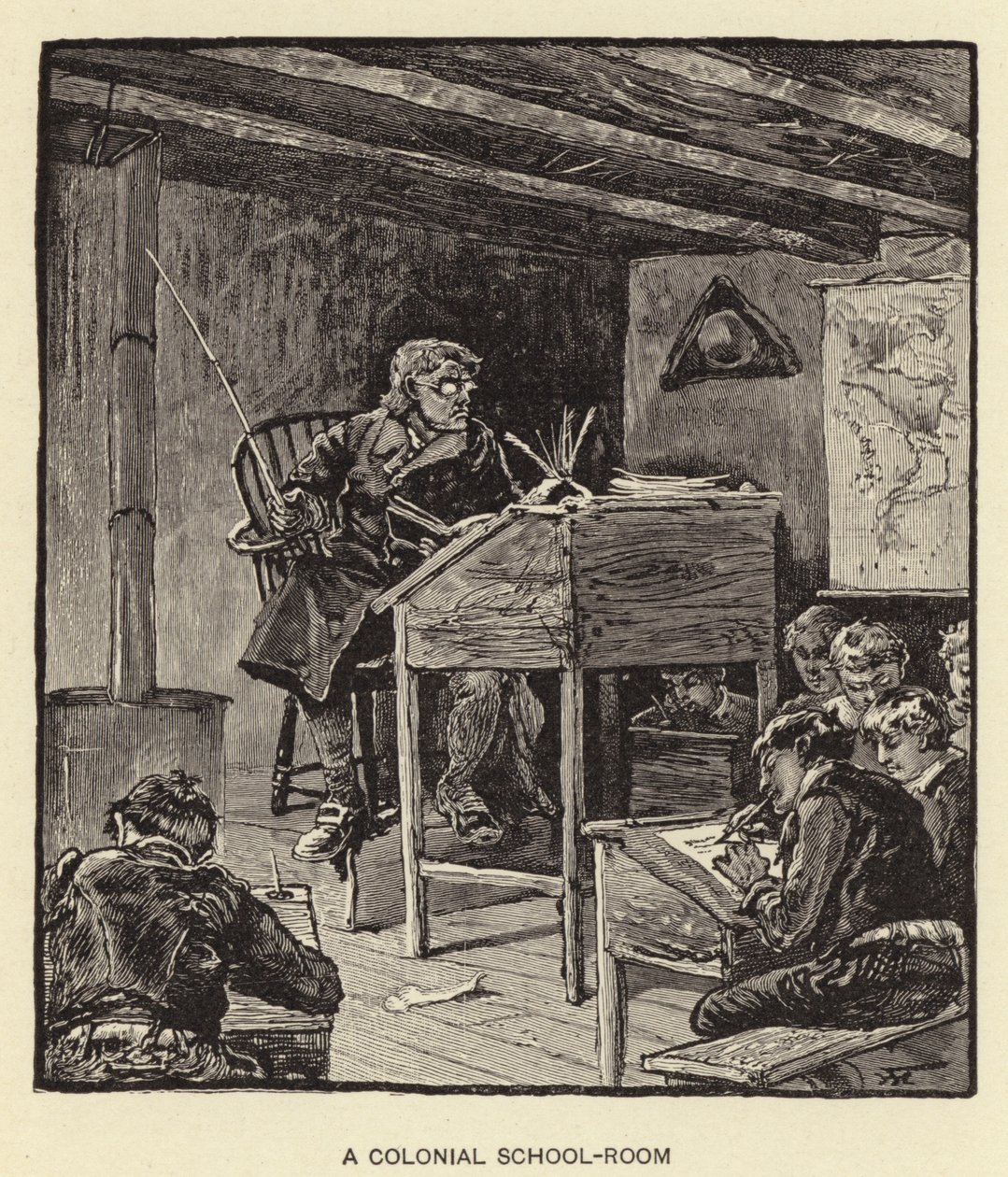 Egy koloniális iskolai szoba (litográfia) alkotó: American School