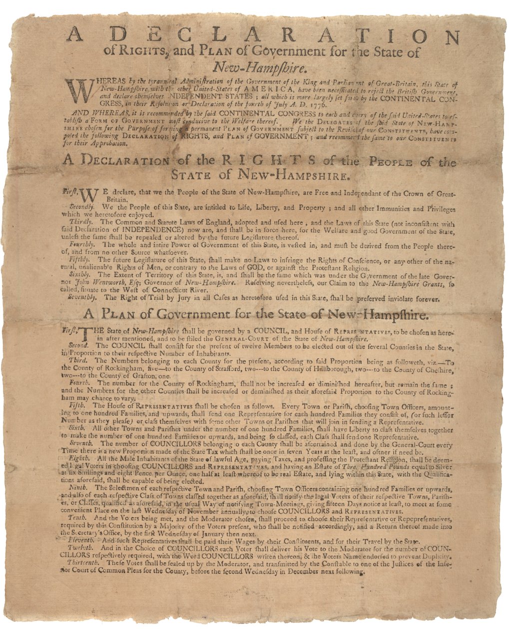 Nyilatkozat a jogokról és a kormány könyörgése New Hampshire államért, 1779 alkotó: American School