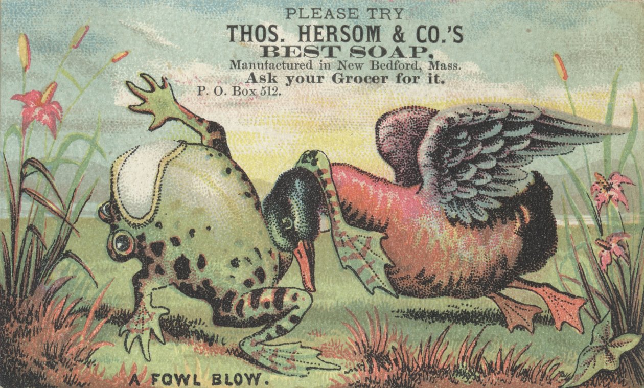 A Fowl Blow, Thos reklámja. Hersom & Cos legjobb szappan, 1880 körül alkotó: American School