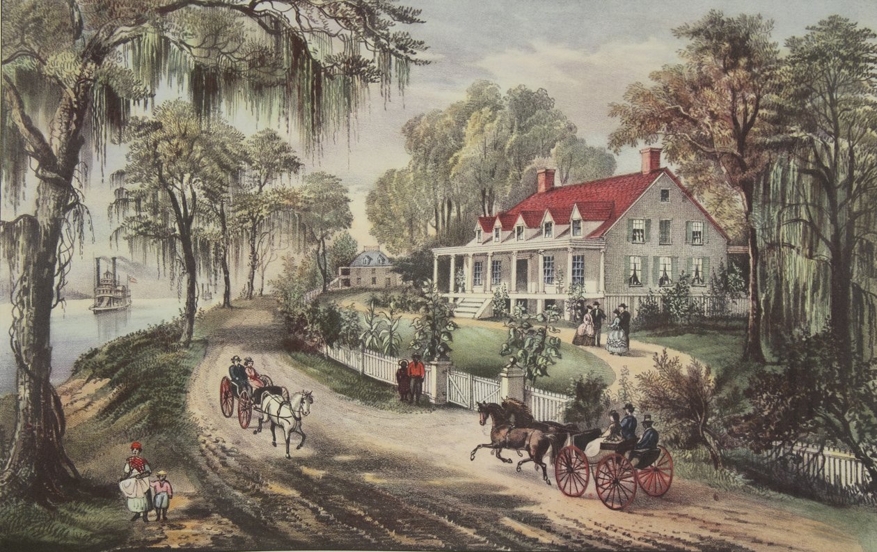 A Home On The Mississippi, pub. 1871, Currier & Ives alkotó: American School