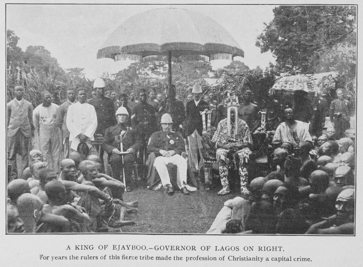 Ejayboo királya és Lagos kormányzója, illusztráció az „Afrika erdőjében és dzsungelében, avagy hat év a jorubák között” című művéből, R. H. Stone, 1899 körül (litho) alkotó: American School