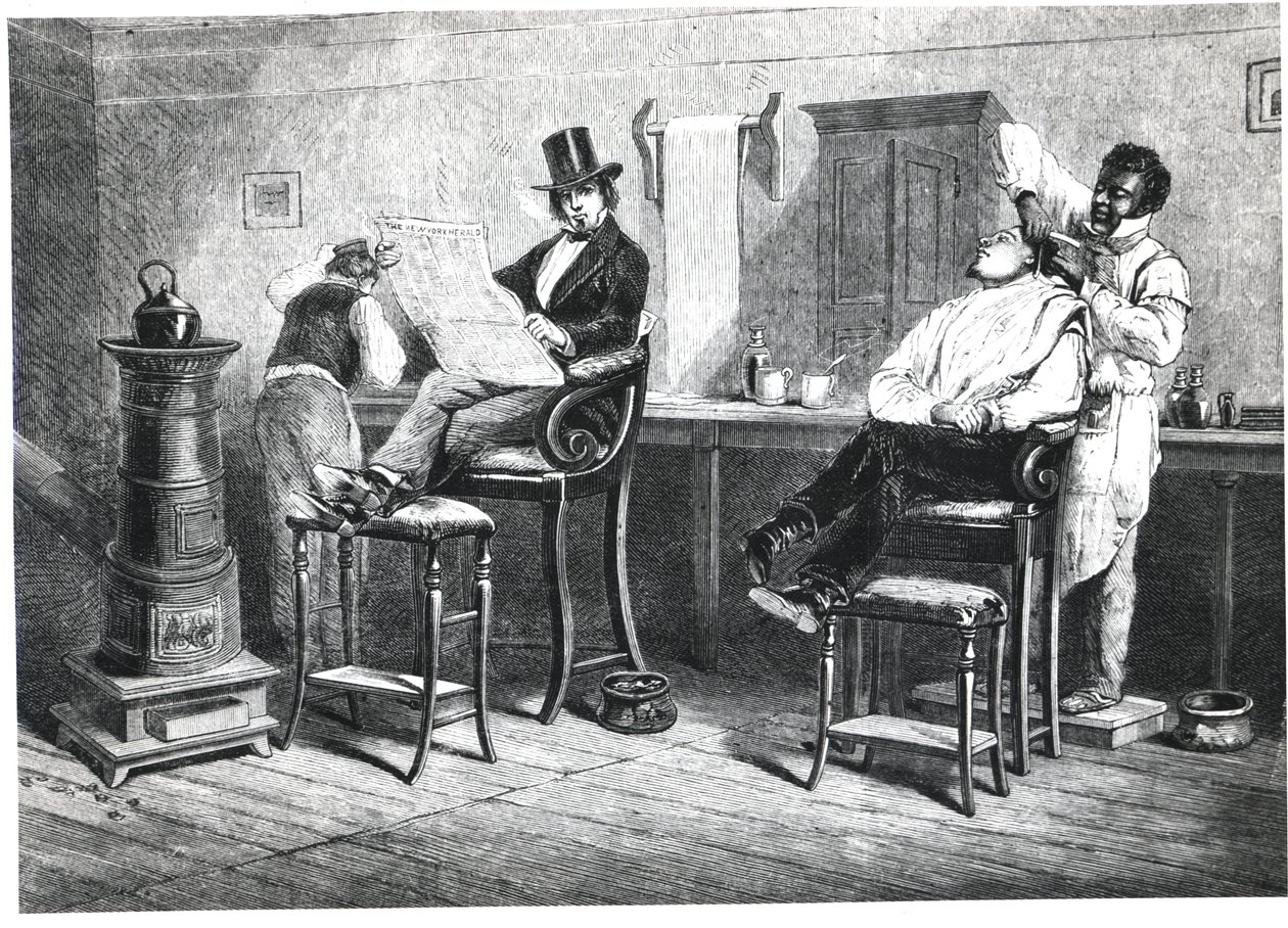 Egy richmondi fodrászbolt, 1861 alkotó: American School