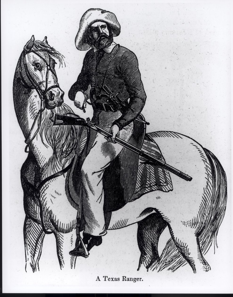 Egy texasi őr, illusztráció a „Mexikó és a mexikói háború képi története” című művéből, John Frost, 1848 alkotó: American School