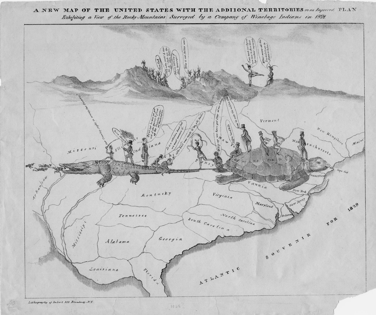 Az Egyesült Államok új térképe a további területekkel, javított terv szerint, 1828 körül alkotó: American School