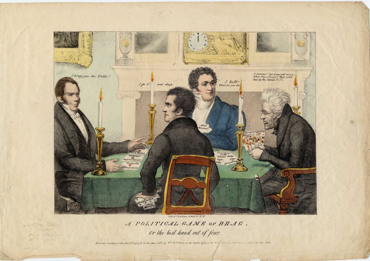A kérkedés politikai játéka, vagy a legjobb kéz a négy közül, 1831 alkotó: American School