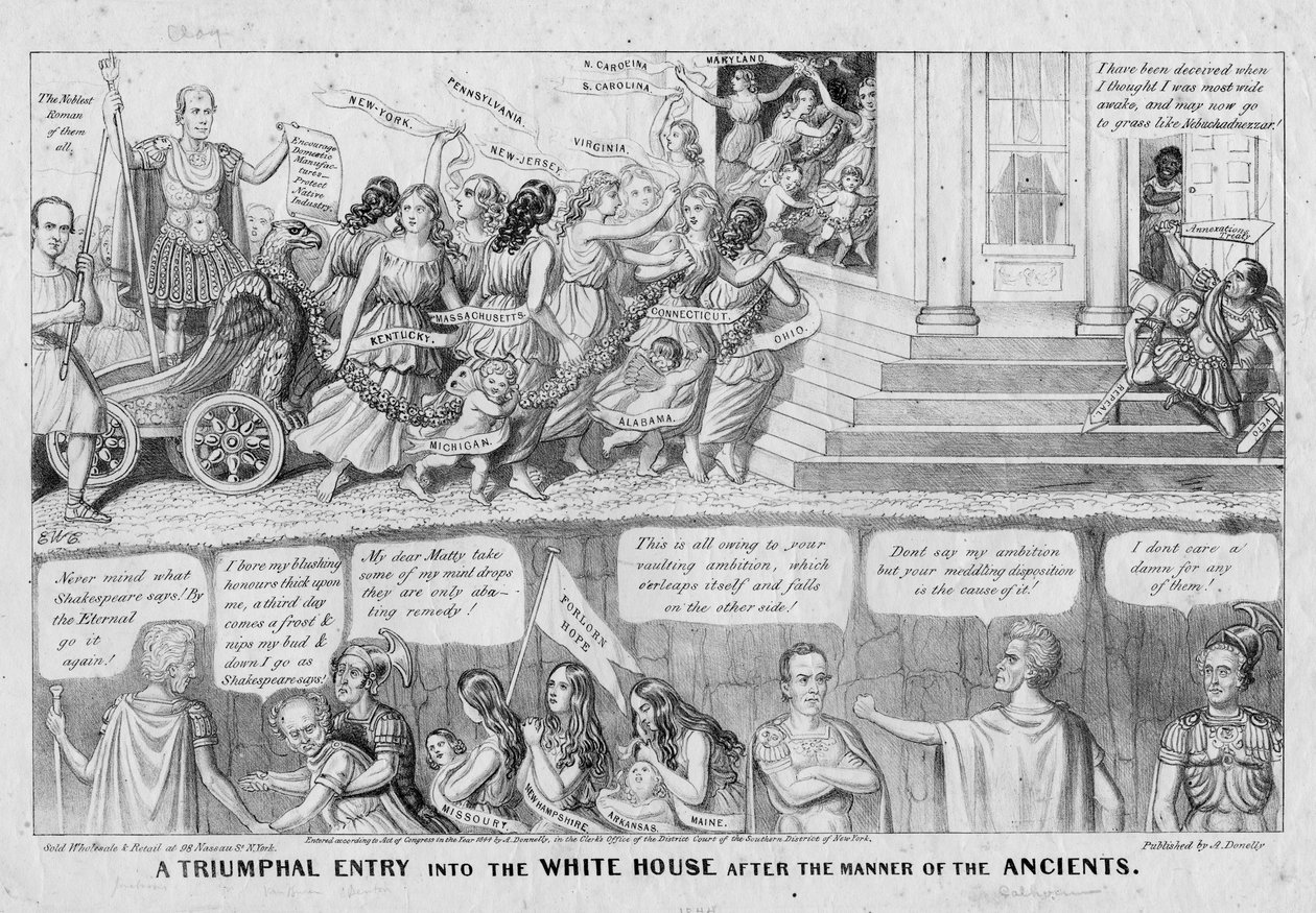 Diadalmas belépés a Fehér Házba az Ősök módjára, kiadó: A Donnelly, New York, 1844 alkotó: American School