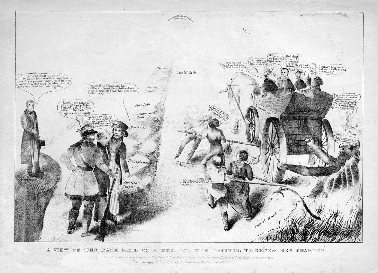 A bankposta képe a Capitoliumba tett utazása során, hogy megújítsa az oklevelét, 1834 alkotó: American School