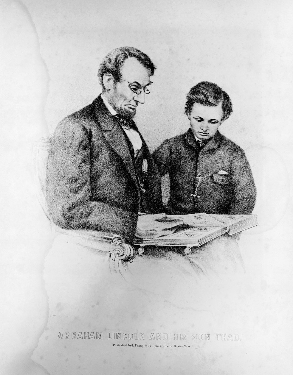 Abraham Lincoln (1809-65) és fia, Thad (1853-71) alkotó: American School