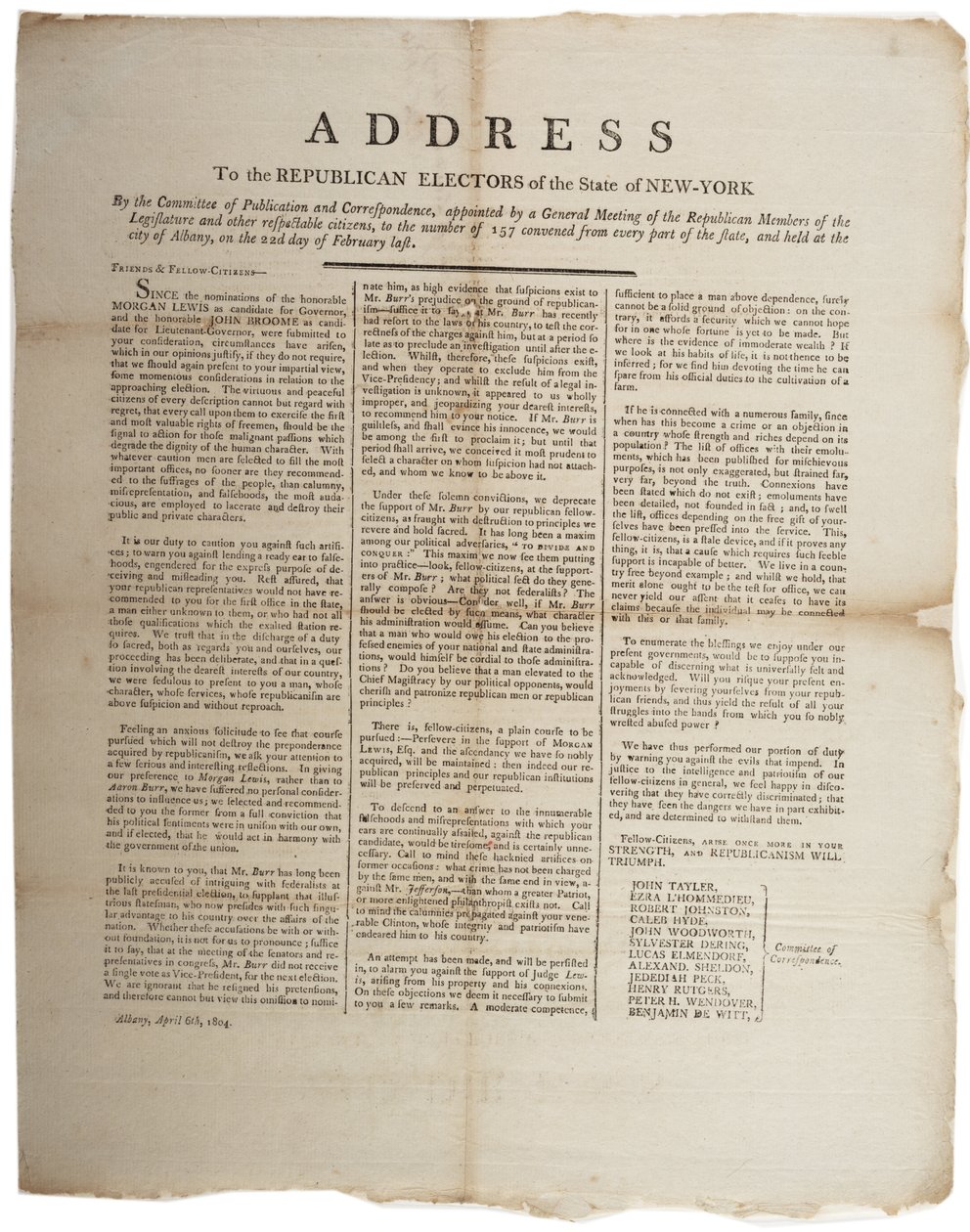 Beszéd New York állam republikánus választóihoz 1804. április 6-án alkotó: American School