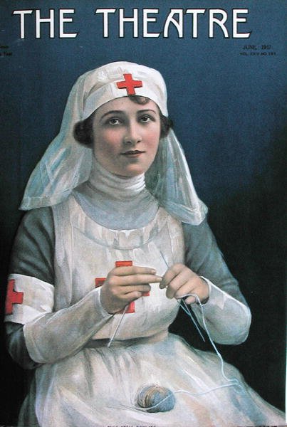 Adele Rowland vöröskeresztes nővérnek öltözött, a The Theatre magazin címlapja, 1917. június (színes litó) alkotó: American School