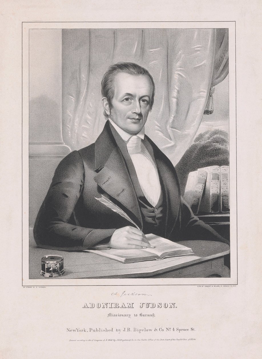 Adoniram Judson 1788-1850, misszionárius Burmahban, pub. 1846. alkotó: American School